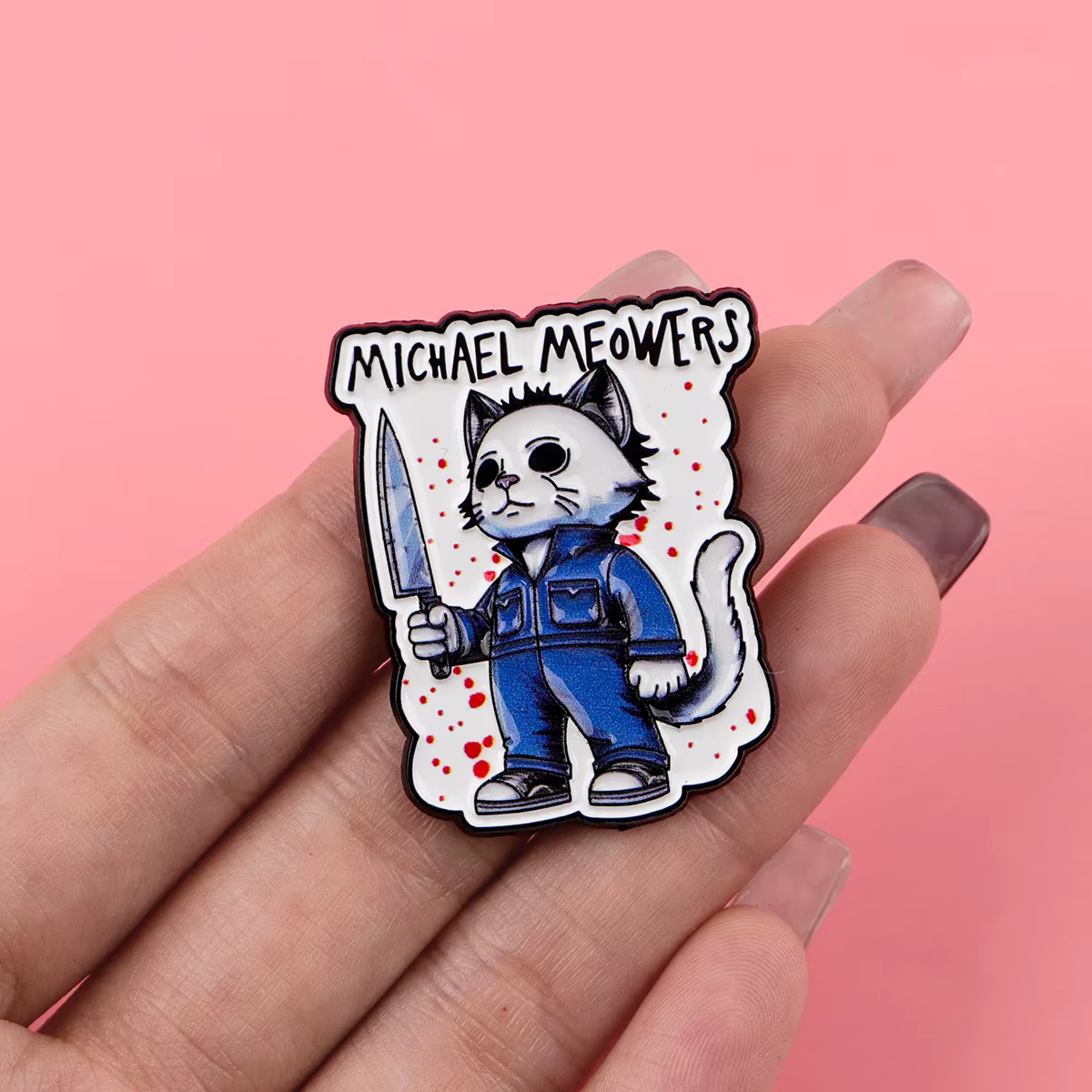Pin de esmalte gato terror para chaqueta, mochila y solapa - imagen 3