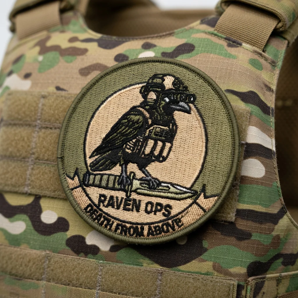 Raven Ops parche táctico pájaro con gancho y bucle para mochilas - imagen 4