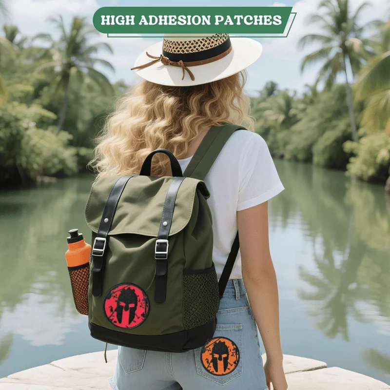 Parche bordado calavera espartana con velcro para chaleco y mochila - imagen 3