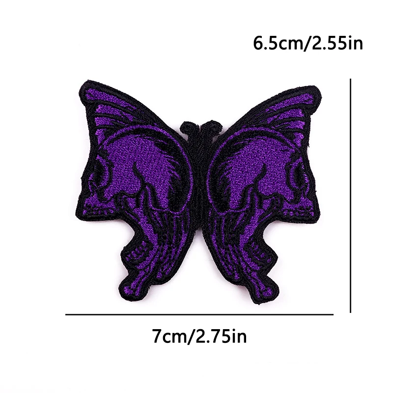 Parche termoadhesivo calavera y mariposa punk rock para ropa táctica - imagen 3