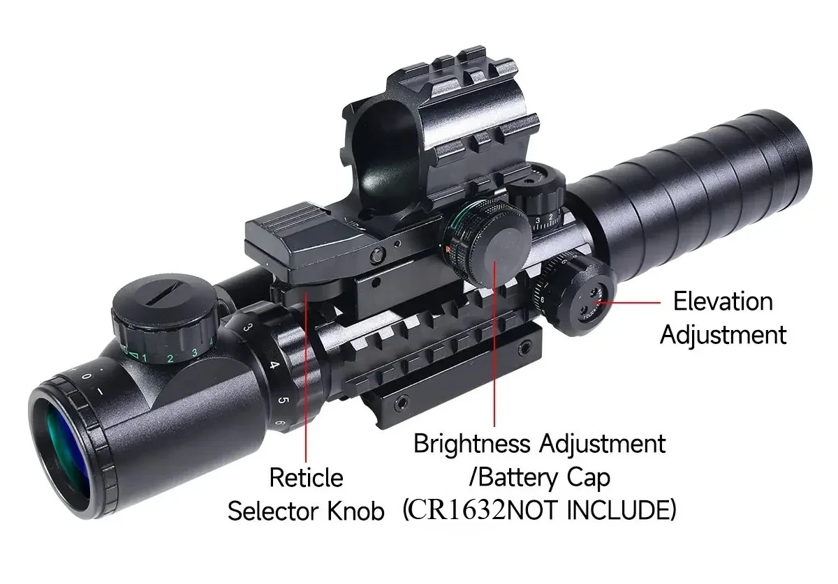 Mira montada en rifle de airsoft