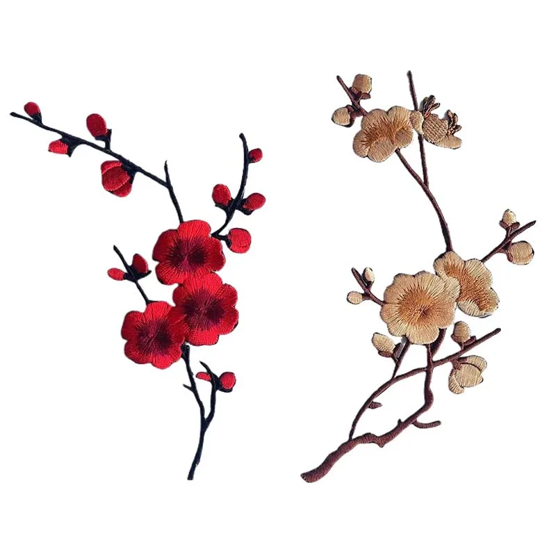 Parche termoadhesivo bordado flor de ciruelo - Aplique para ropa