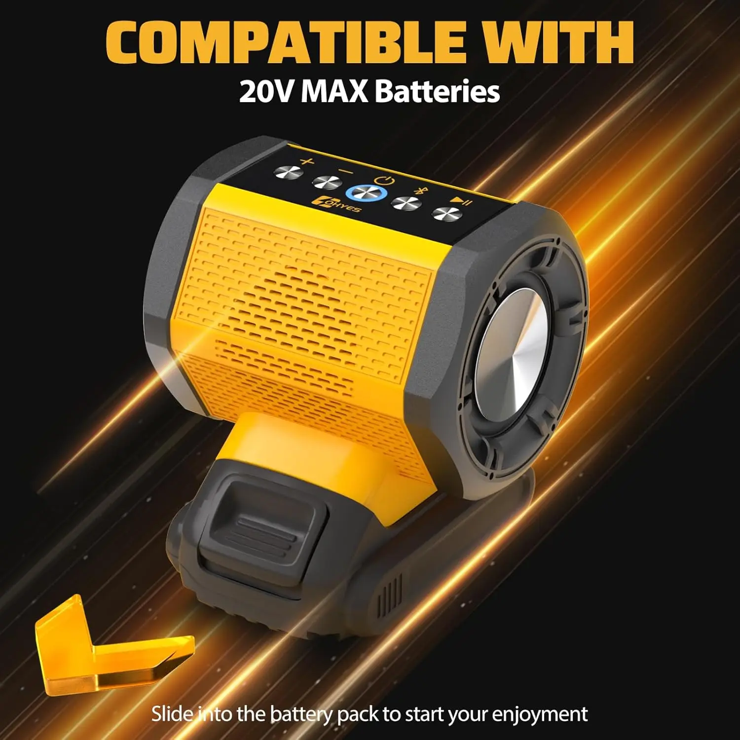 Altavoz Bluetooth con luces para Makita Dewalt Bosch, sin batería - imagen 4