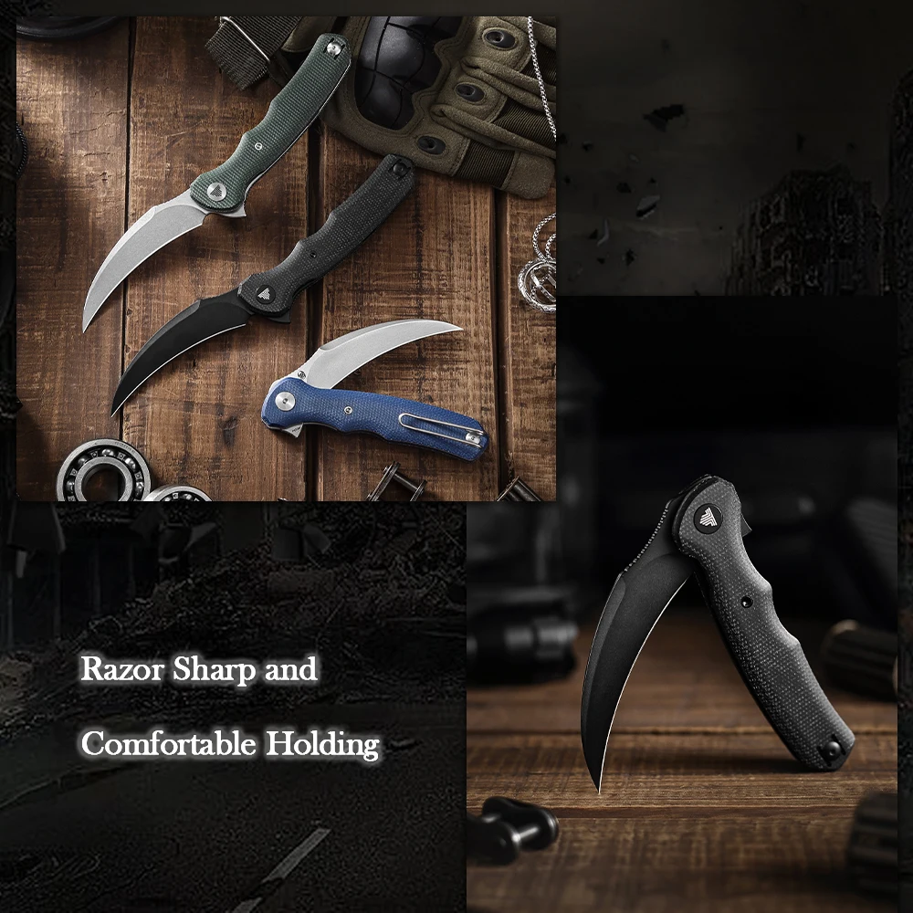 TRIVISA Lacerta cuchillo plegable EDC con mango de Micarta - imagen 4