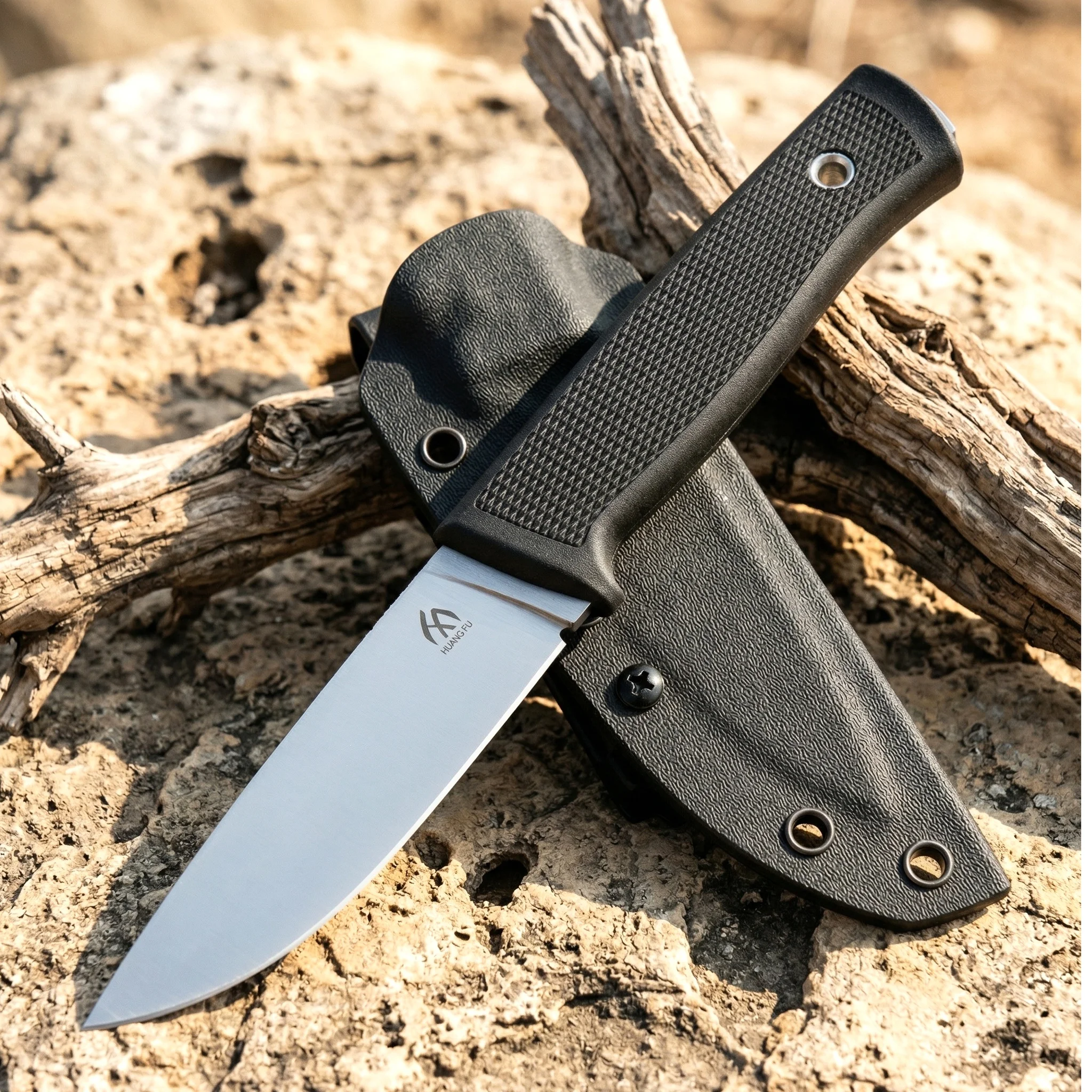 Cuchillo fijo táctico con mango G10 y funda de supervivencia - imagen 2