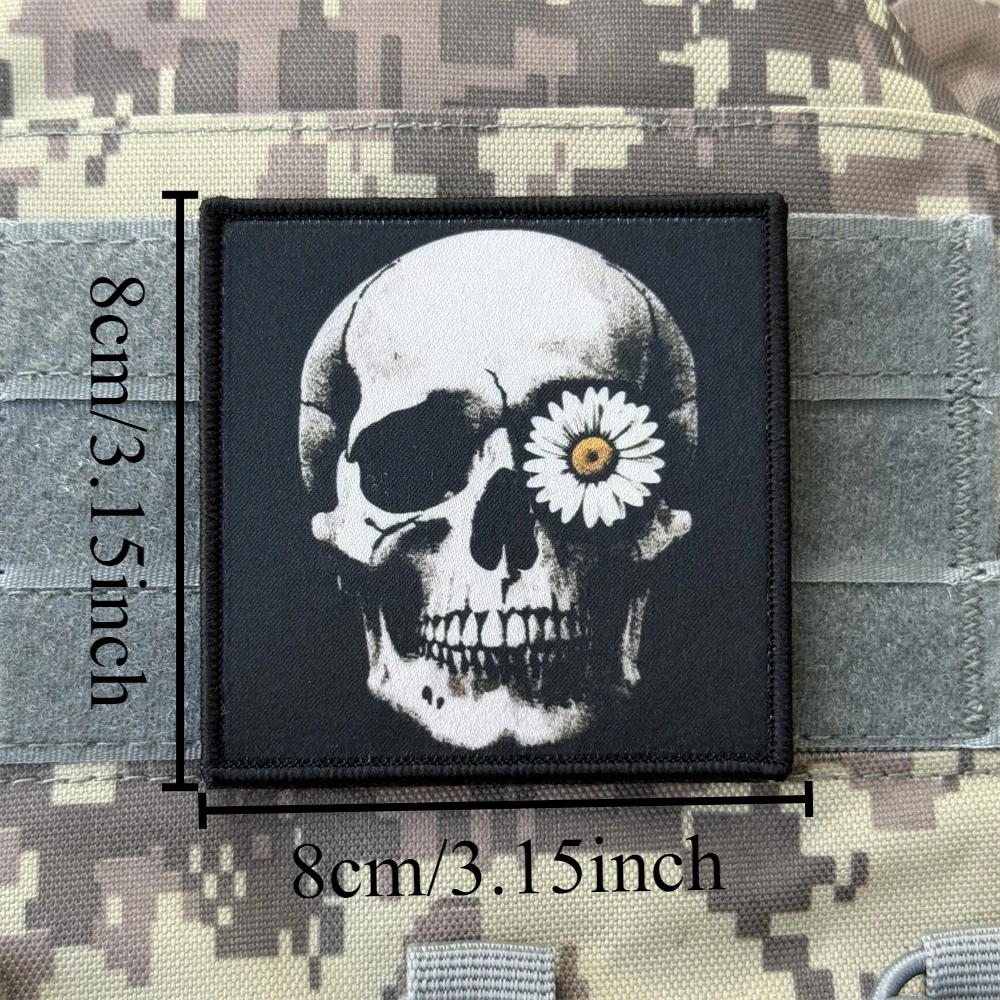 Parche táctico calavera chevron – Insignia militar velcro mochila