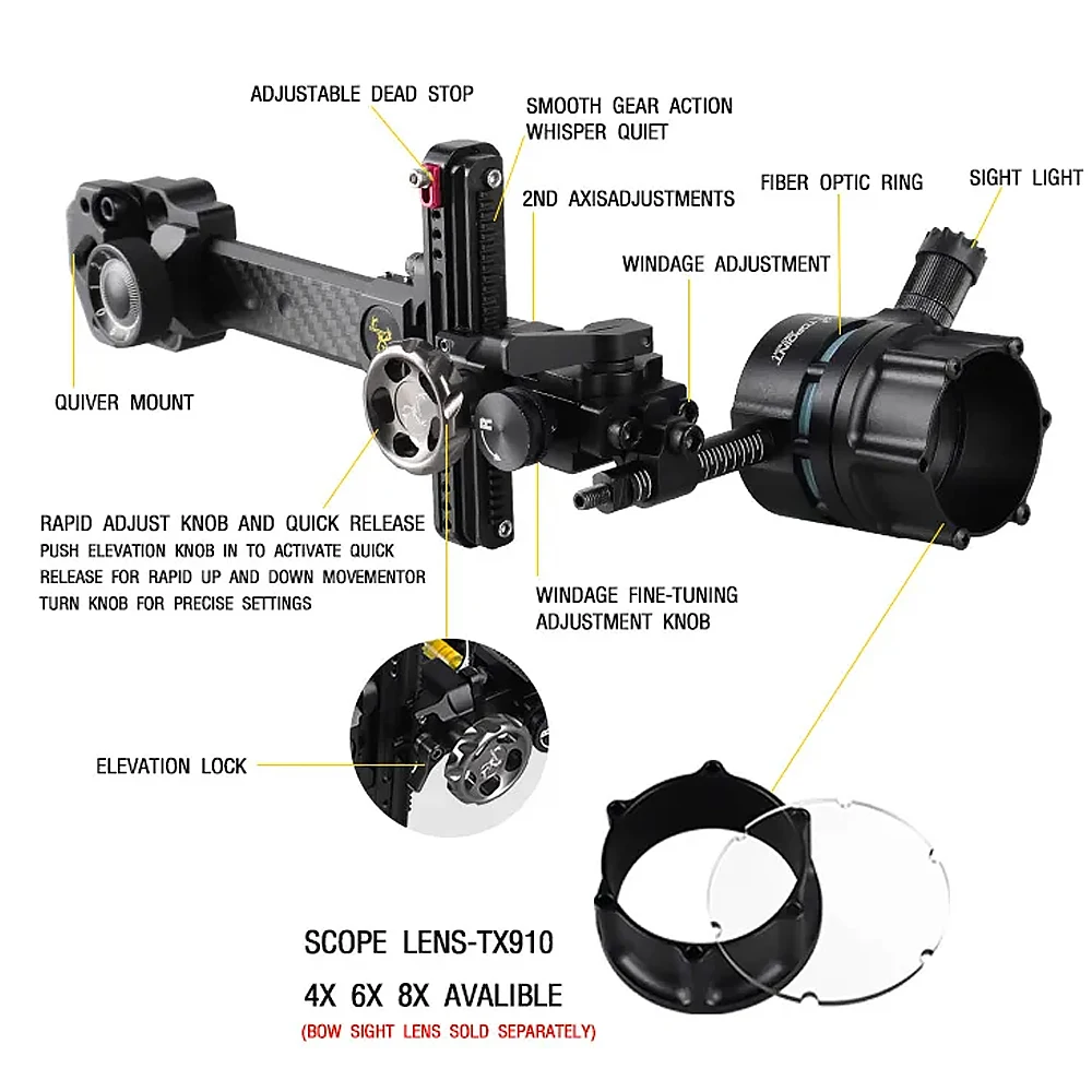 Arco compuesto de carbono con mira de punto único ajustable caza - imagen 4