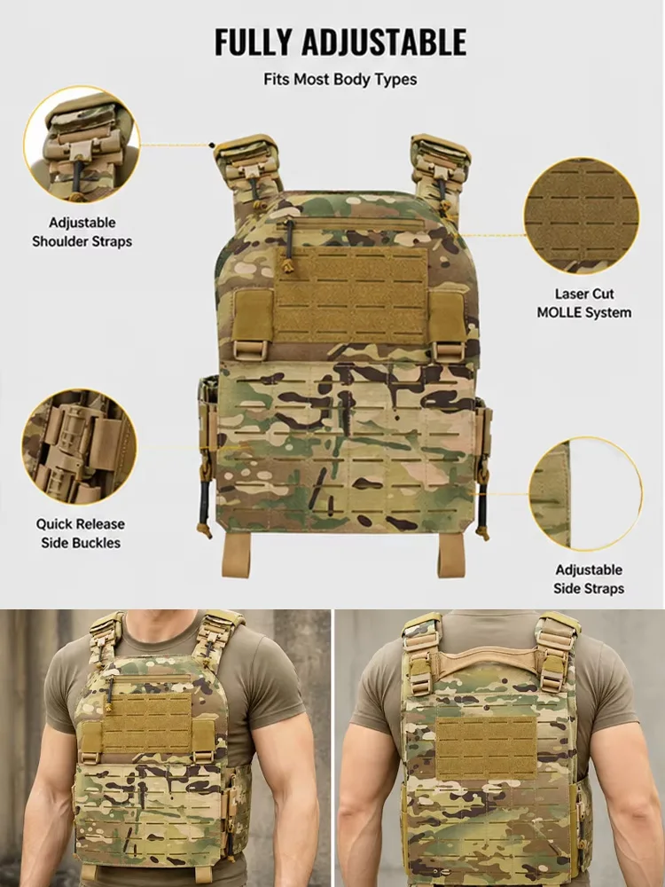 Chaleco portaplacas con plataforma MOLLE cortada con láser