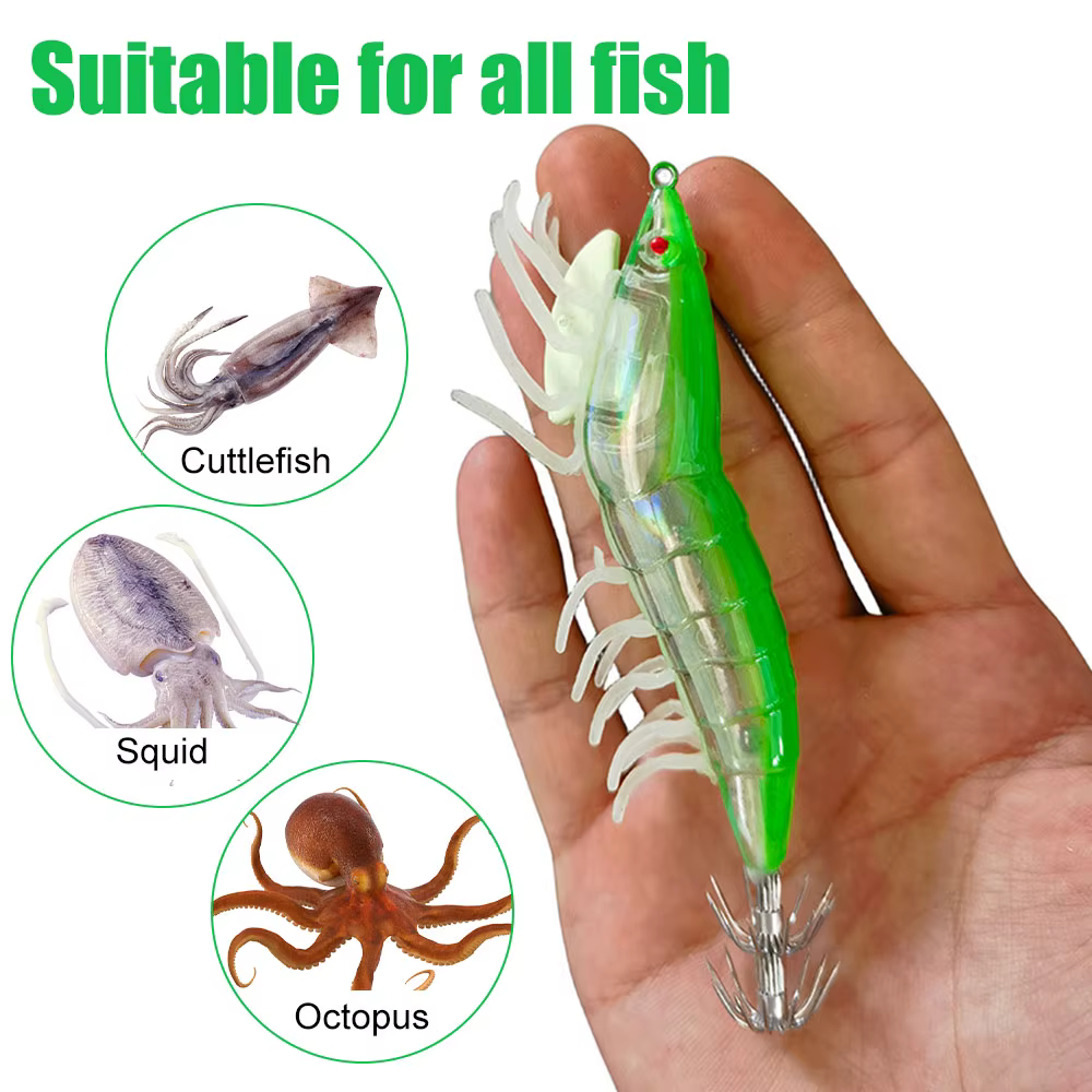 Señuelo de pesca cebo artificial camarón luminoso transparente blando - imagen 3