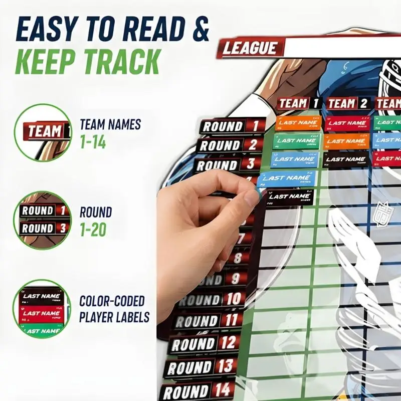 Tablero de draft para liga fantasy de fútbol, ideal para pared - imagen 4
