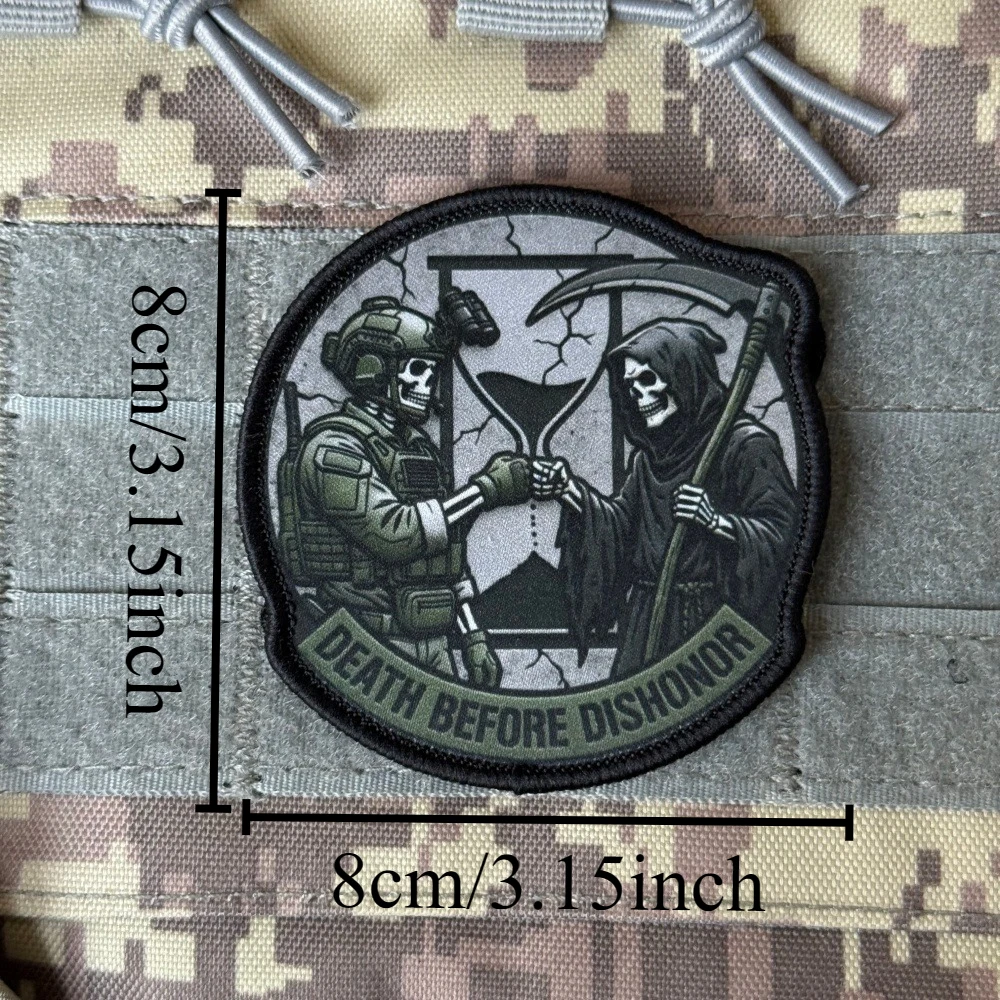 Parche táctico calavera Death Before Dishonor con velcro para mochila - imagen 2