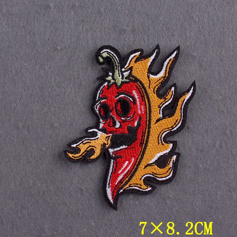 Demon parche táctico bordado para planchar – llama punk rayas - imagen 5