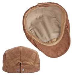 Boina vintage de pana en espiga para hombre con visera taxista