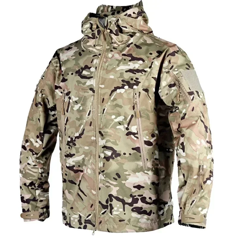 Chaqueta táctica impermeable piel de tiburón con capucha hombre - imagen 3
