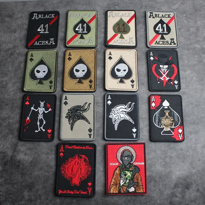 Parche bordado estilo poker Dios de la Muerte para MOLLE con gancho - imagen 2