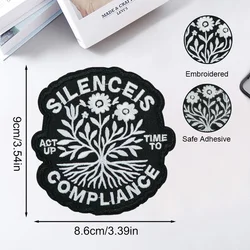 Silenceis Compliance parche bordado termoadhesivo flores slogan acción