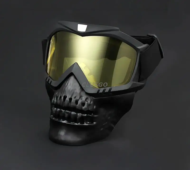 Máscara táctica negra con gafas transparentes para motocross