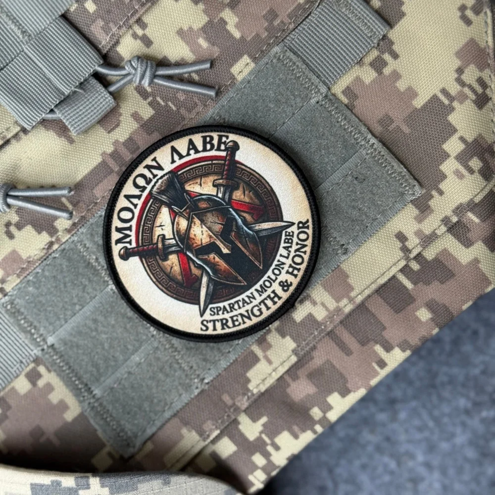 Parche táctico moral militar espada y casco impreso con velcro - imagen 4