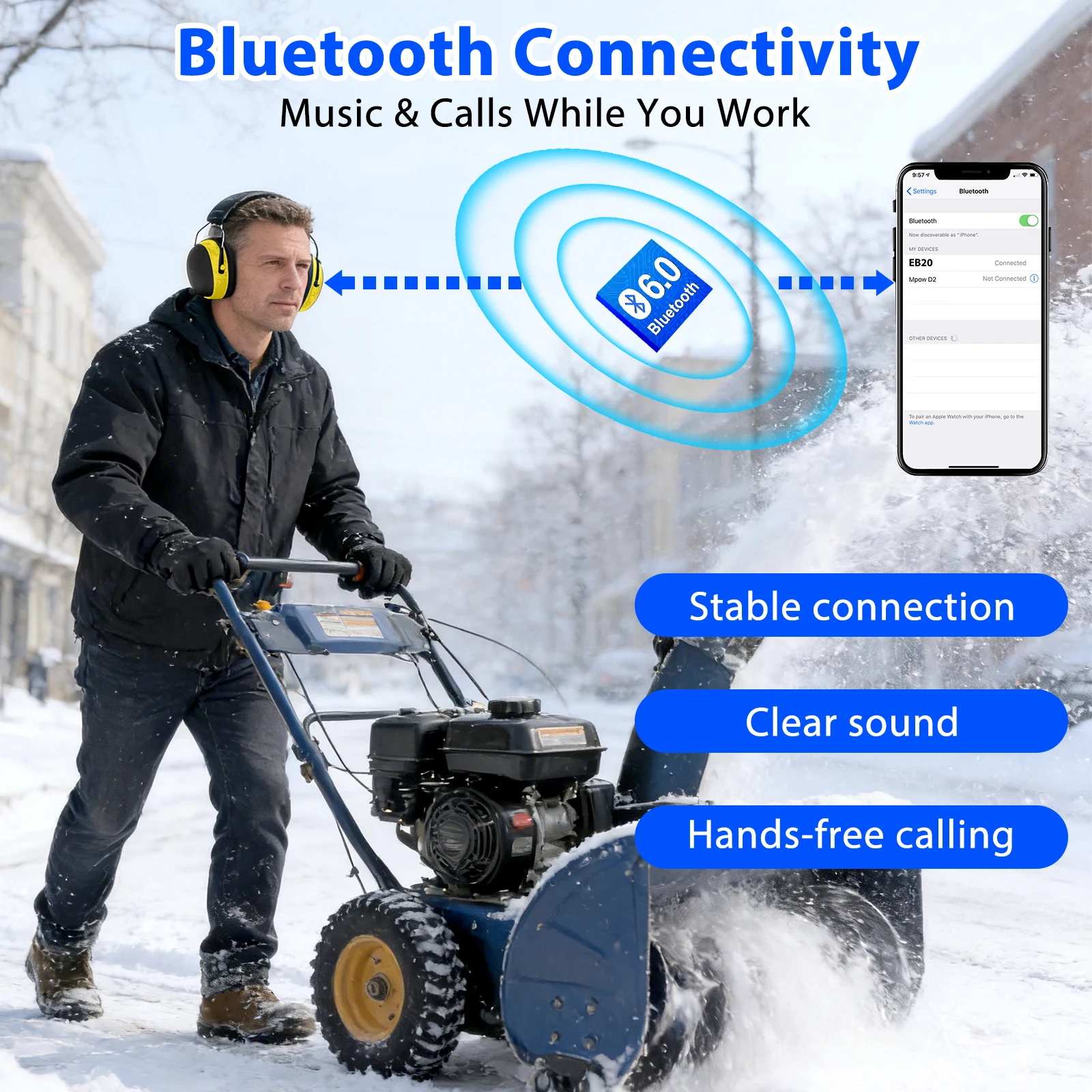 Protectores auditivos Bluetooth para jardinería, construcción y taller - imagen 5