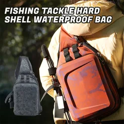 Mochila de pesca de carcasa dura con cremallera, exterior resistente