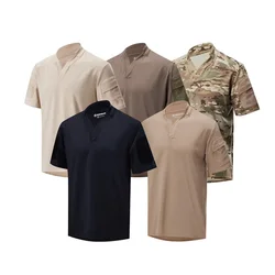 Camiseta táctica secado rápido cuello en V manga corta rugby hombre