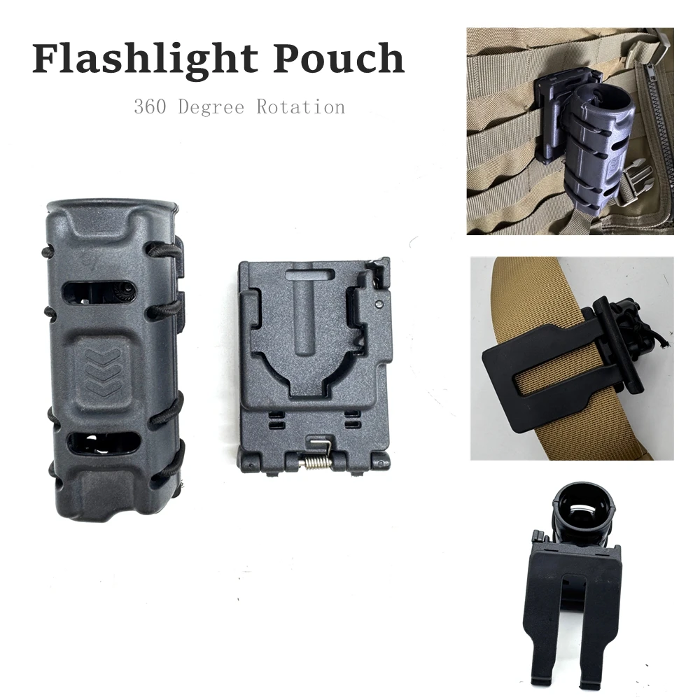Funda táctica para linterna MOLLE con clip de cinturón y giro - imagen 3