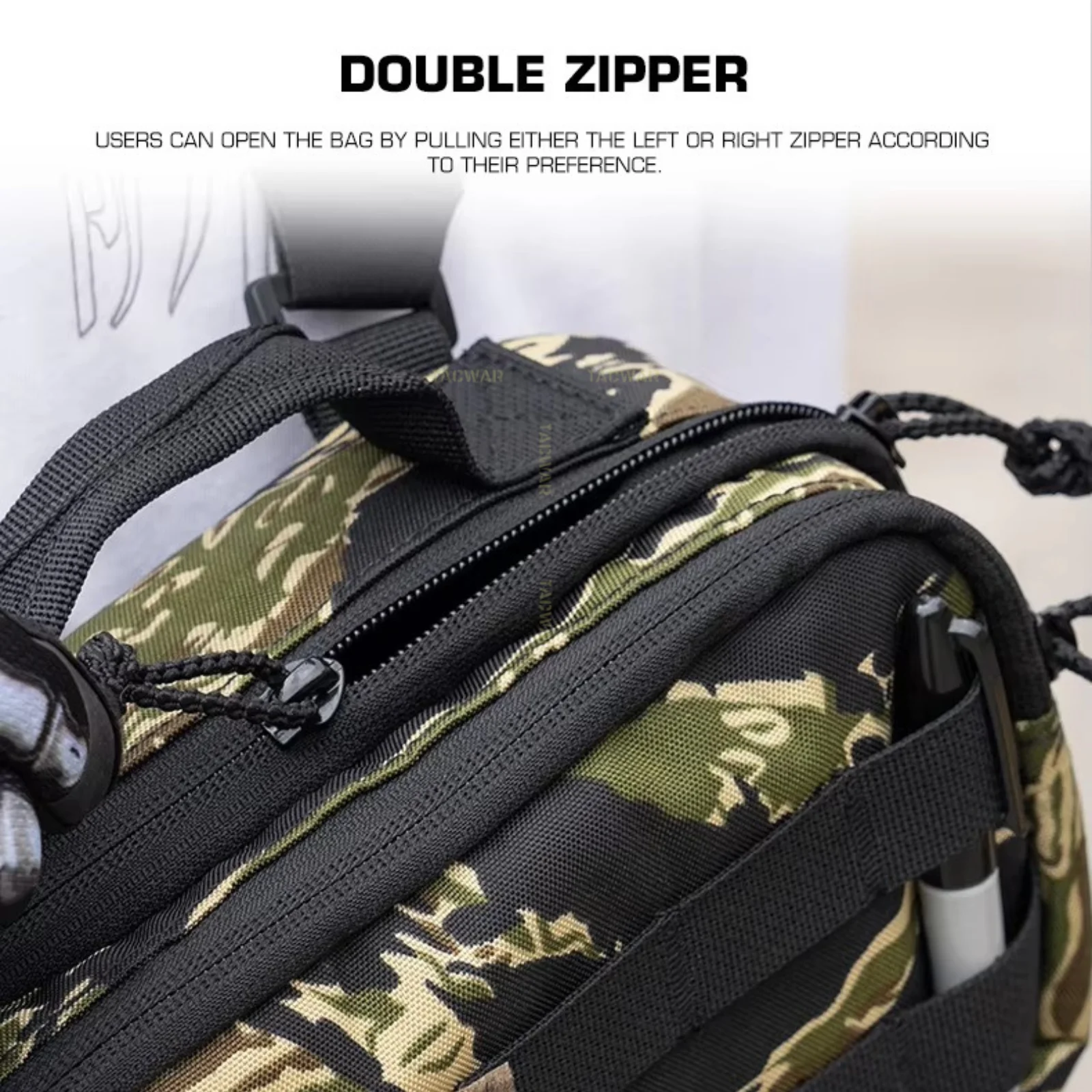 Riñonera táctica EDC bolso de hombro con asa y doble cremallera - imagen 4