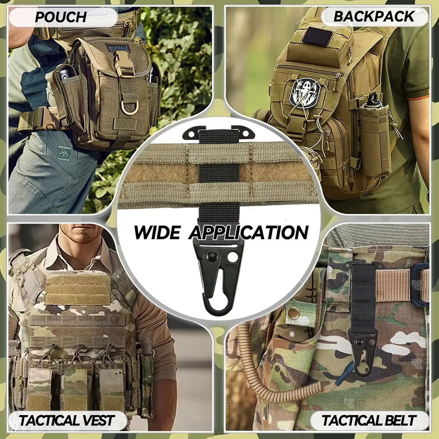 Clip mosquetón MOLLE para cinturón táctico – Outdoor - imagen 5