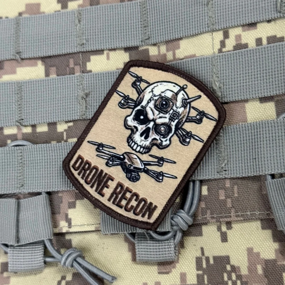 Parche táctico velcro gancho y bucle calavera drones reconocimiento - imagen 4