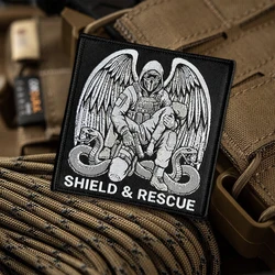 Parche táctico bordado escudo rescate con velcro gancho y bucle