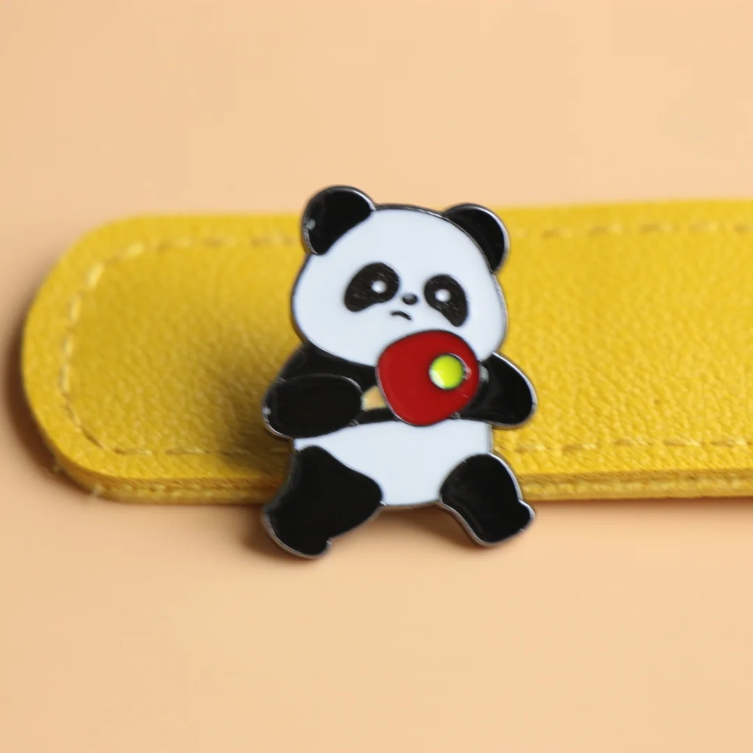 Broche esmaltado metal panda tenis de mesa, pin para solapa - imagen 2