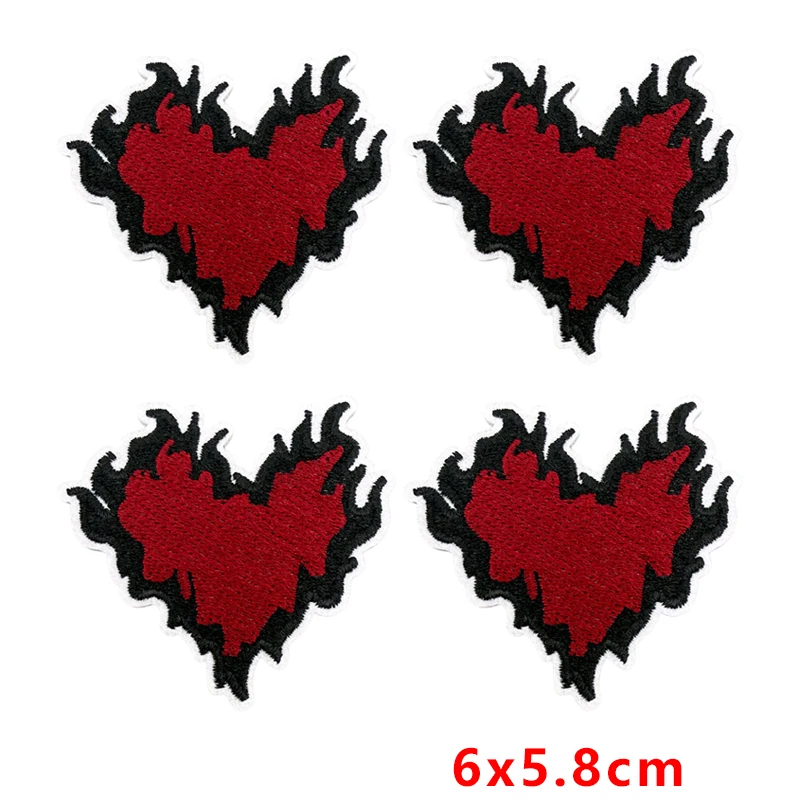 Parche termoadhesivo bordado corazón de llama gótico para ropa - imagen 5