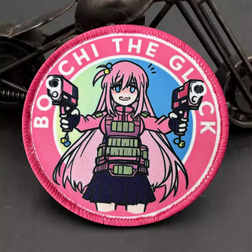 Parche táctico Bocchi en diseño rosa anime