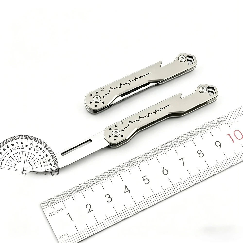 Cuchillo de bolsillo EDC plegable titanio con llavero - imagen 2