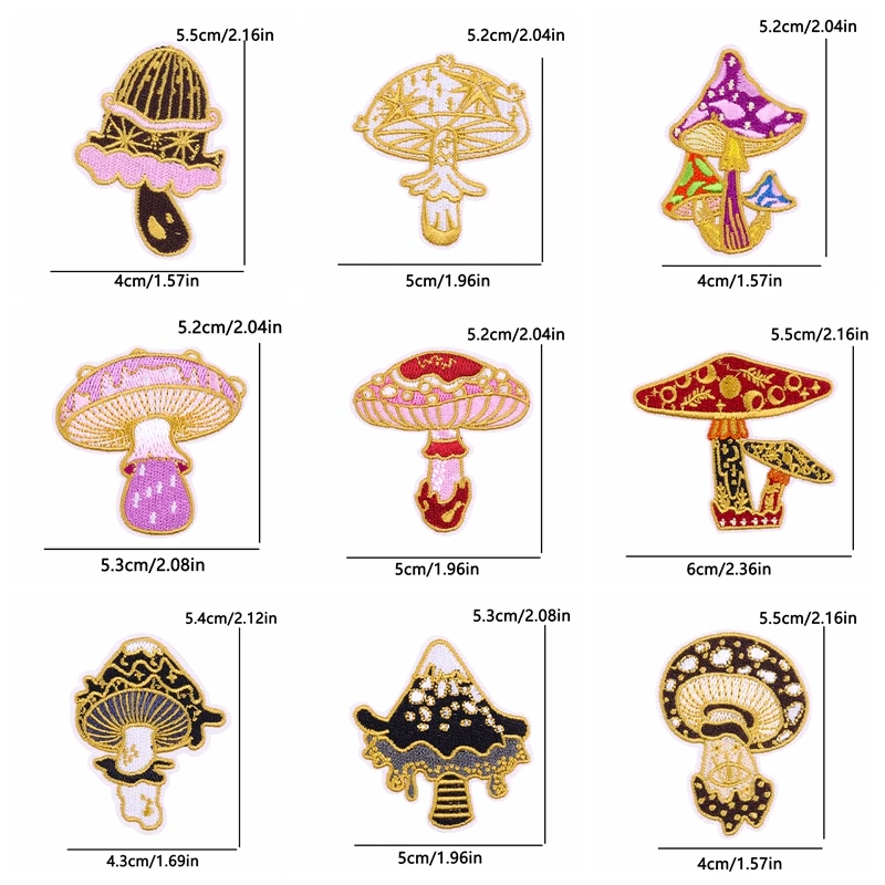 Conjunto de parches bordados termoadhesivos hongos dibujos animados - imagen 5