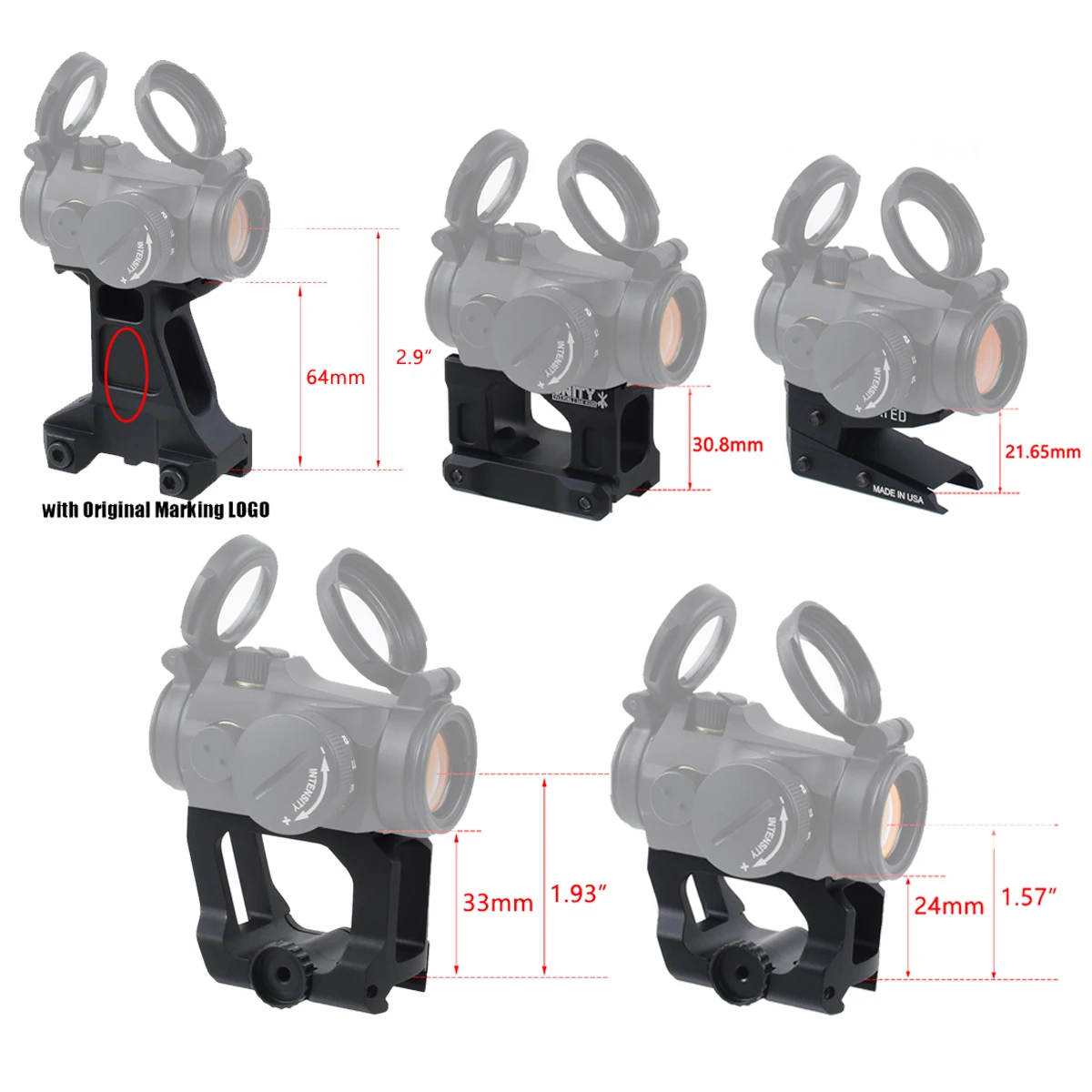 UNITY soporte QD rápido para mira de punto rojo aluminio - imagen 2