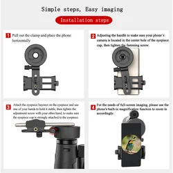 Adaptador móvil clip giratorio para monocular o binoculares