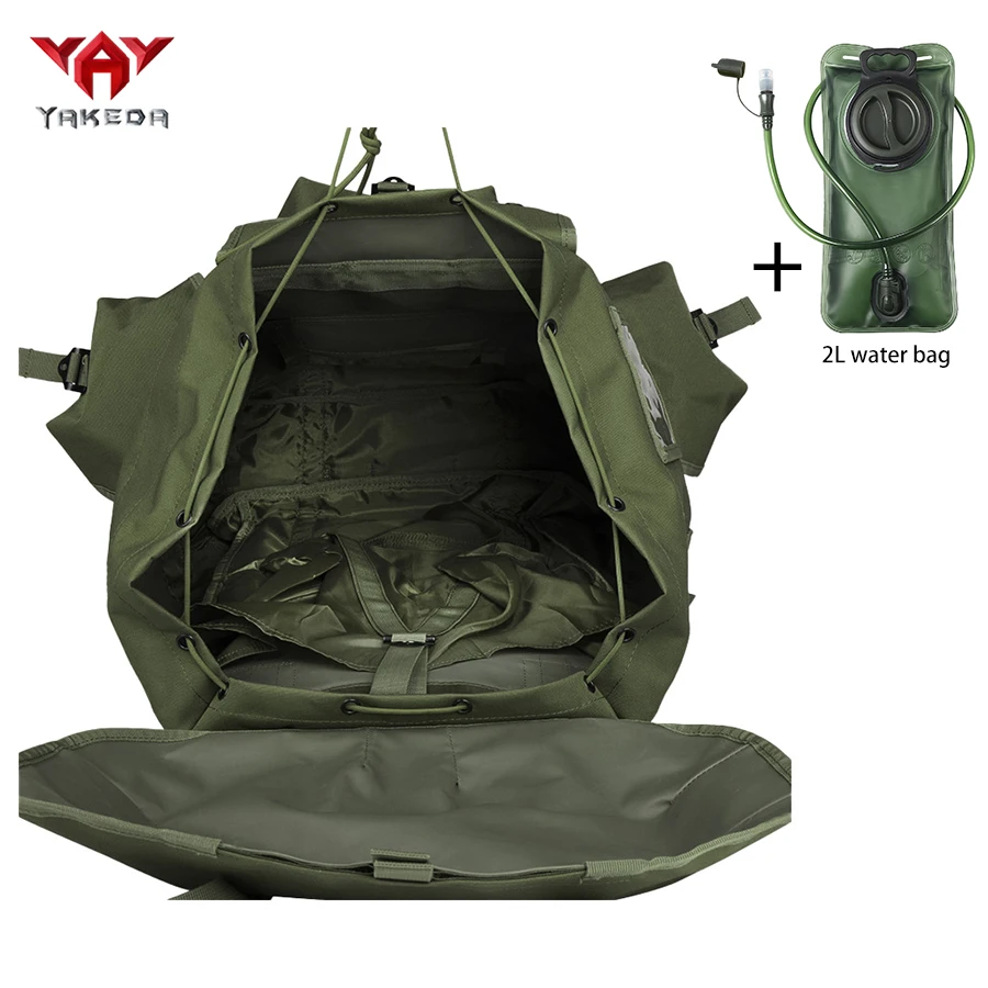 YAKEDA Mochila de montaña armazón acero y bolsa hidratación plegable