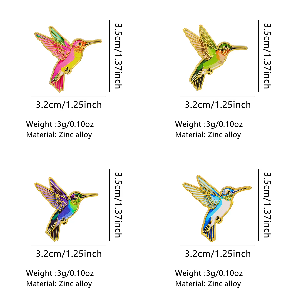 Pin de esmalte con colores vivos, colibrí como insignia