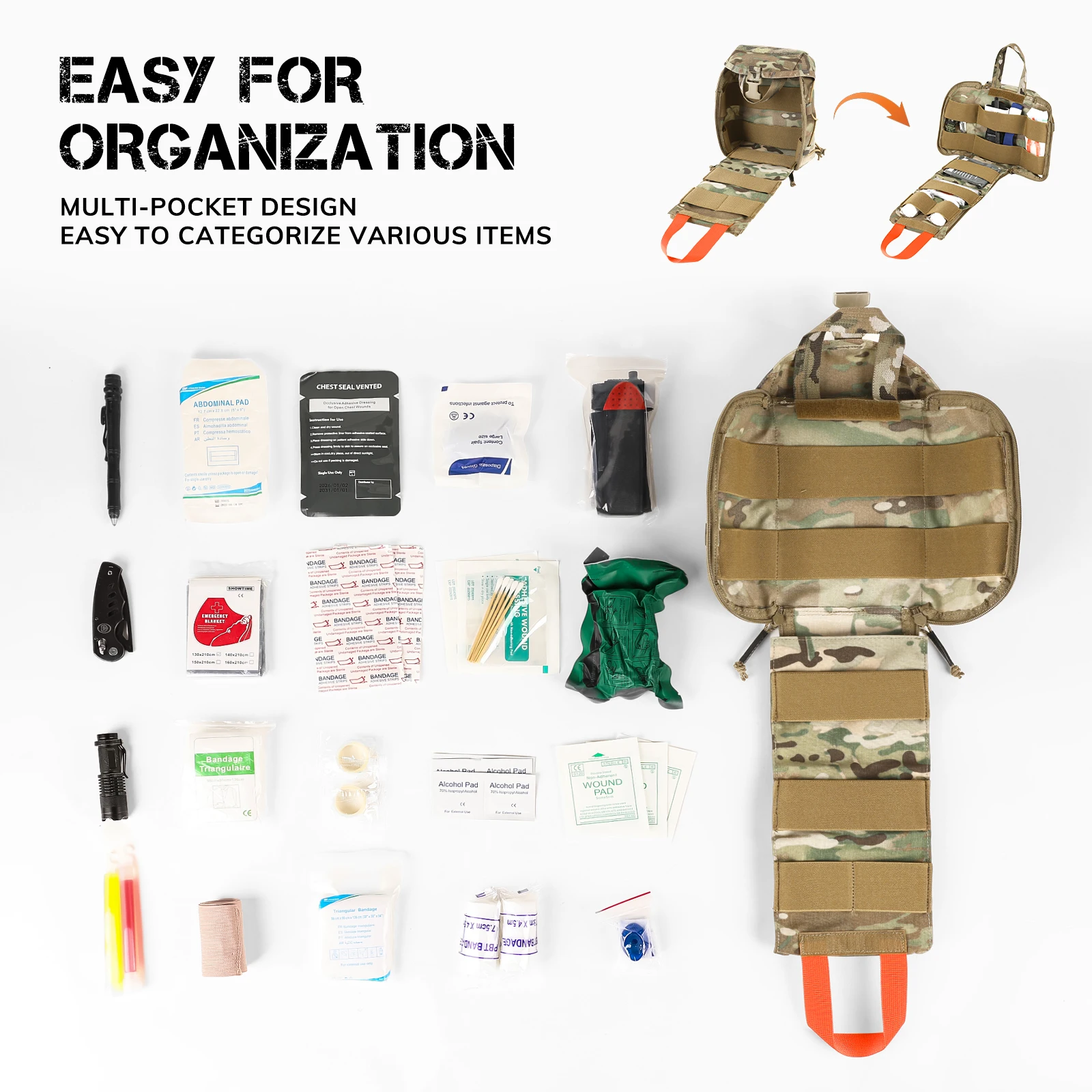 Botiquín táctico VOTAGOO con mochila MOLLE y bolsa médica velcro - imagen 3