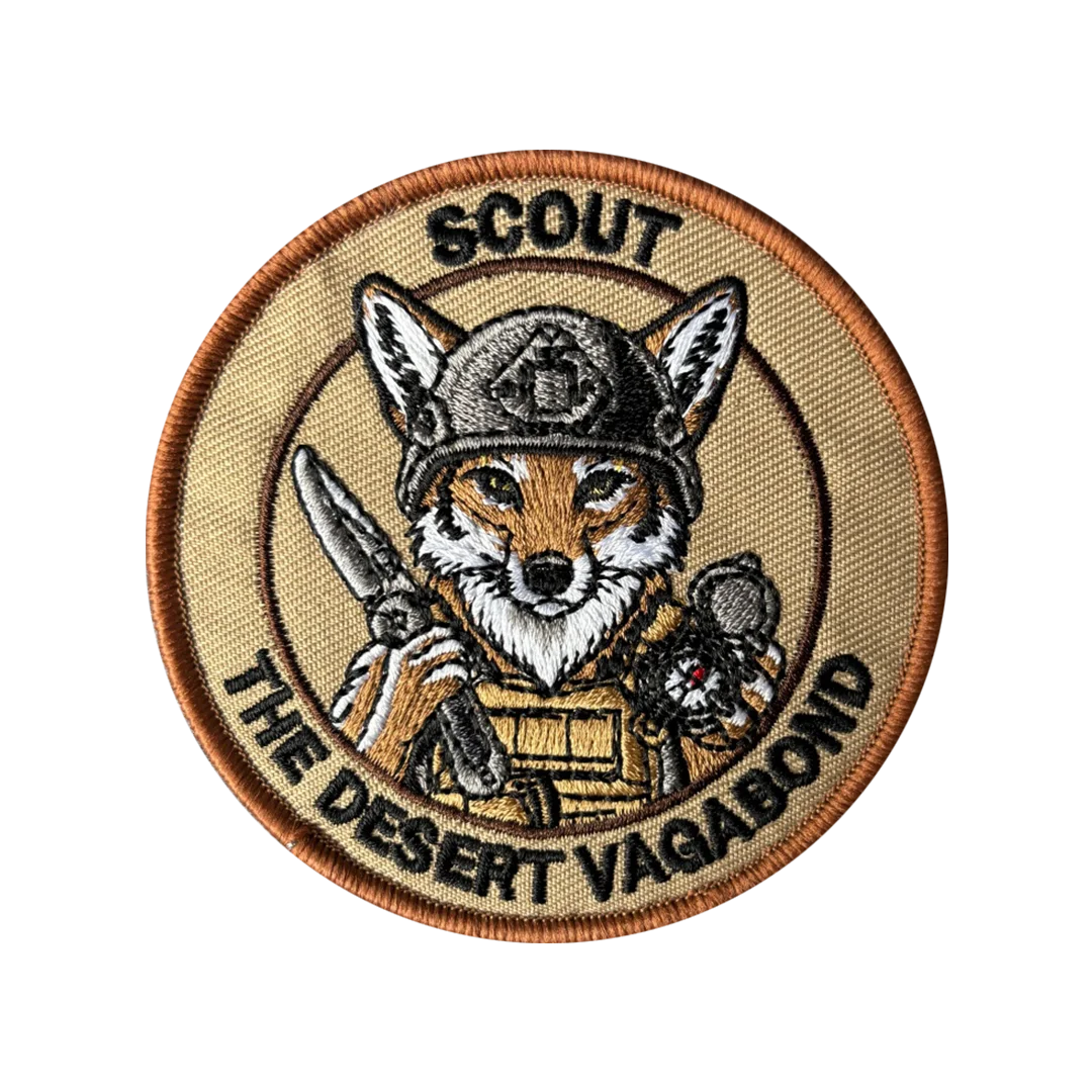Parche táctico bordado zorro con velcro para mochila airsoft