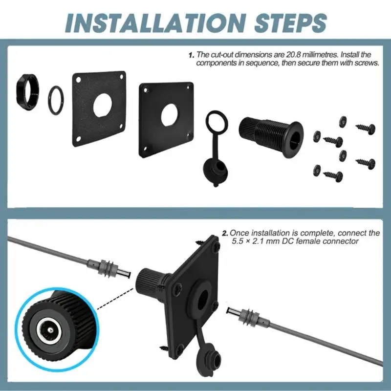 Alimentador 12 V empotrable con tapa – Toma corriente 5 A 60 W para rack - imagen 4