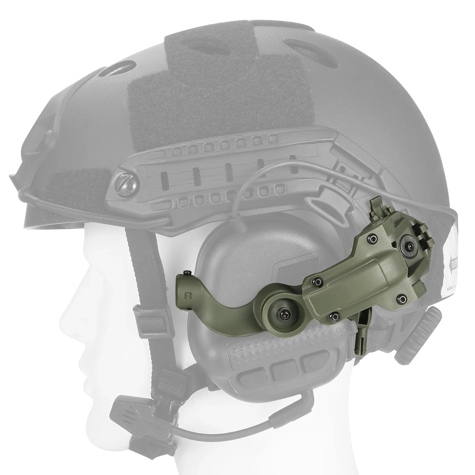Soporte auriculares casco táctico con rotación multiángulo – Compatible MOLLE - imagen 2