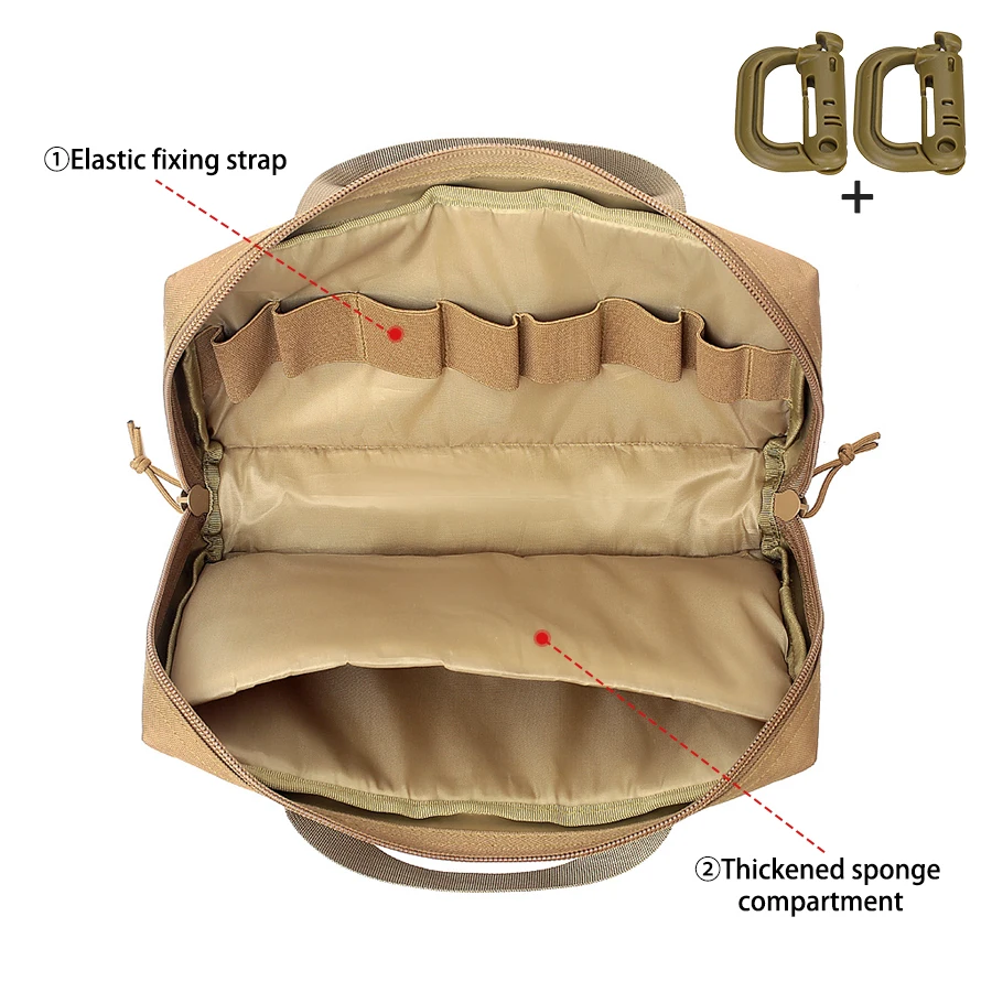 Bolso táctico multiusos exterior con doble cremallera y asa portátil - imagen 2
