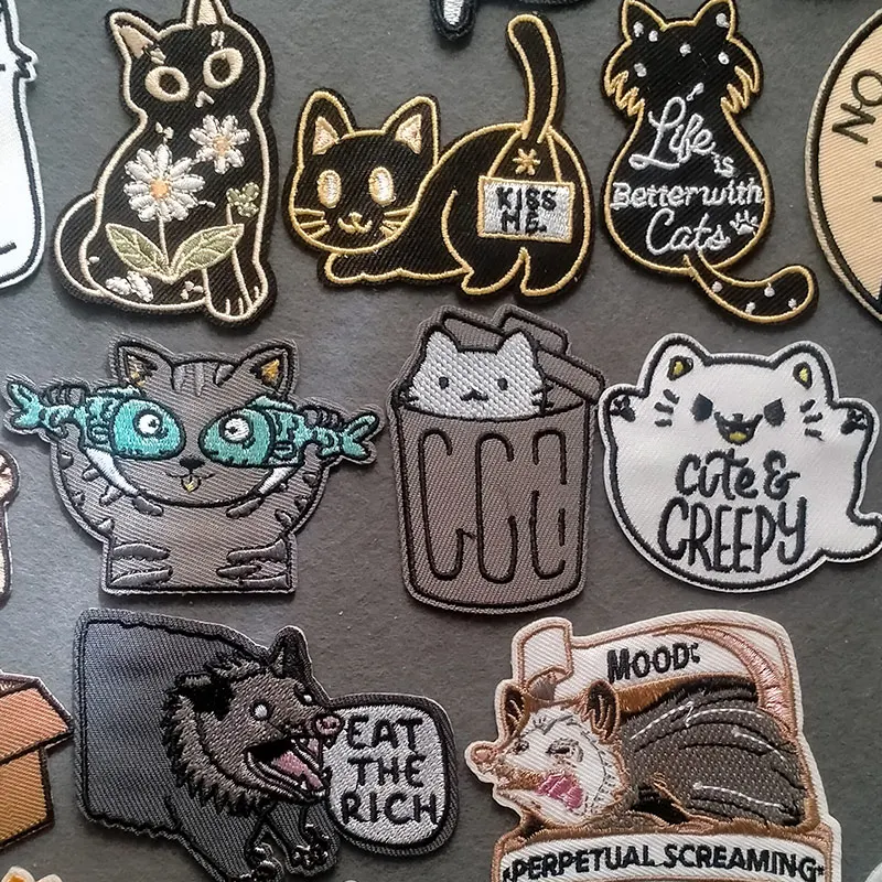 Parche bordado gato lindo termoadhesivo para ropa y mochila resistente - imagen 4