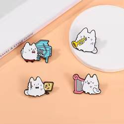 Broche de gato estilo cómic para bolsa y ropa, insignia decorativa