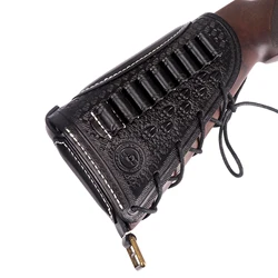Tourbon funda de culata táctica de cuero negro con carrilleras