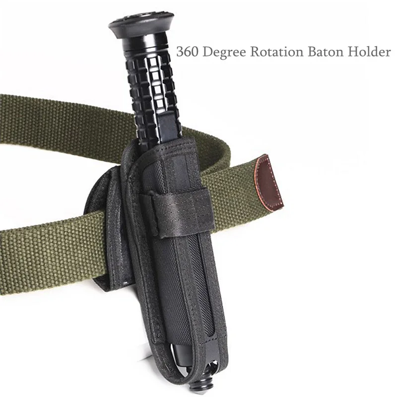 Funda Táctica Rotatoria para Bastón, Portavela Expandible Molle con Soporte para Linterna - imagen 4