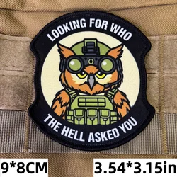 Parche táctico búho soldado velcro gancho y felpa para mochila