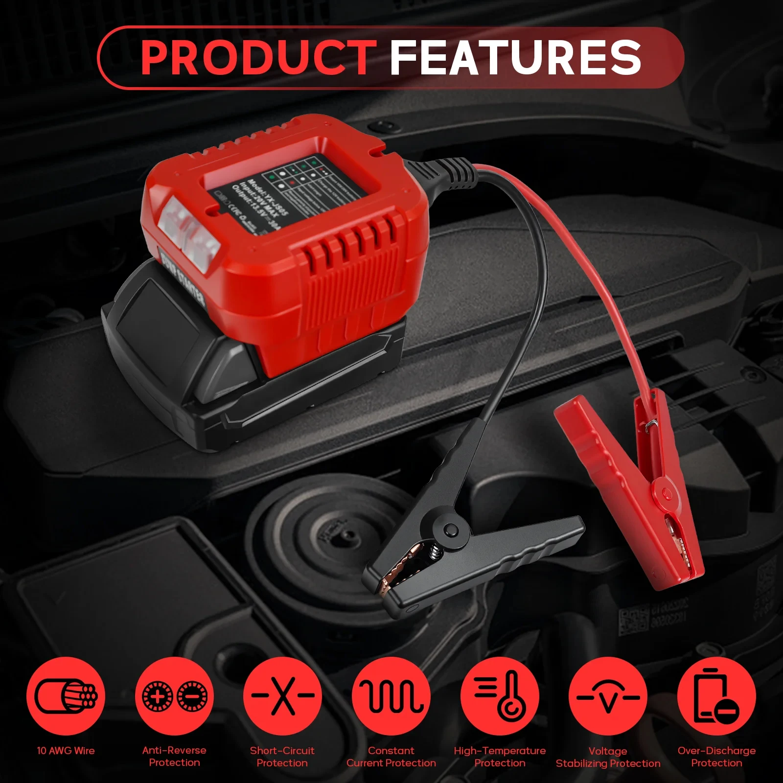 Cables de arranque emergencia con pinzas para baterías Makita Dewalt - imagen 2